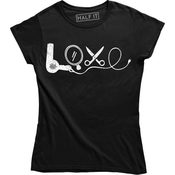 Love Letters Graphic with Barber Hairdresser Scissor Blow Dry Women's T-Shirt