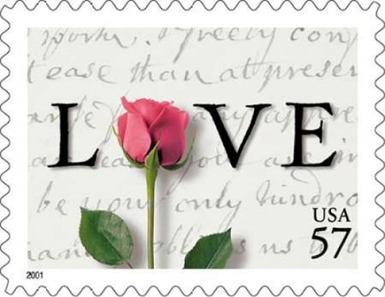 Love Letters - Red Rose 57 Cents Canvas Art - US POSTAL SERVICE (22 x 28)