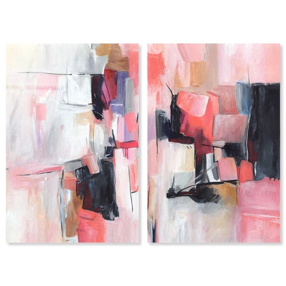 Love Letters Set Acrylic Print Pink Abstract Art Set by Art Remedy, Ready to Hang, 10 x 15
