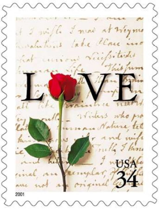 Love Letters -red Rose 34 Cents Canvas Art - US POSTAL SERVICE (22 x 28)