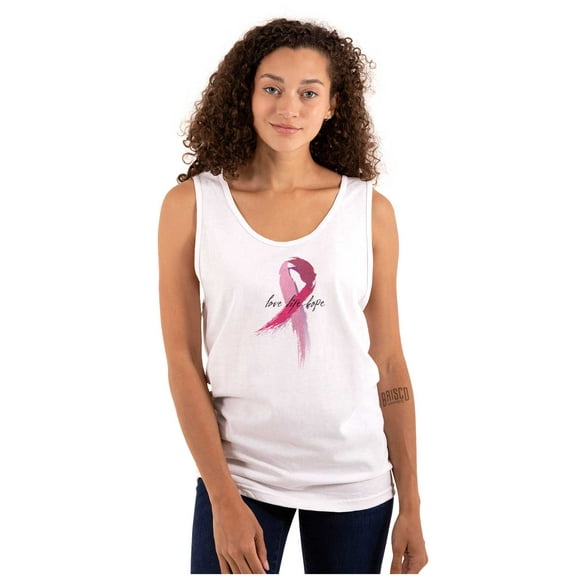 Love Life Hope Breast Cancer Aware Tank Top Tee Shirt Women Brisco Brands S