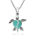 thumbnail image 1 of Love Life Sea Turtle Heart Green Turquoise .925 Sterling Silver Necklace, 1 of 6