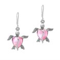thumbnail image 1 of Love Life Sea Turtle Heart Pink Mother of Pearl Sterling Silver Dangle Earrings, 1 of 5