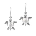 thumbnail image 1 of Love Life Sea Turtle Heart White Mother of Pearl Sterling Silver Dangle Earrings, 1 of 5