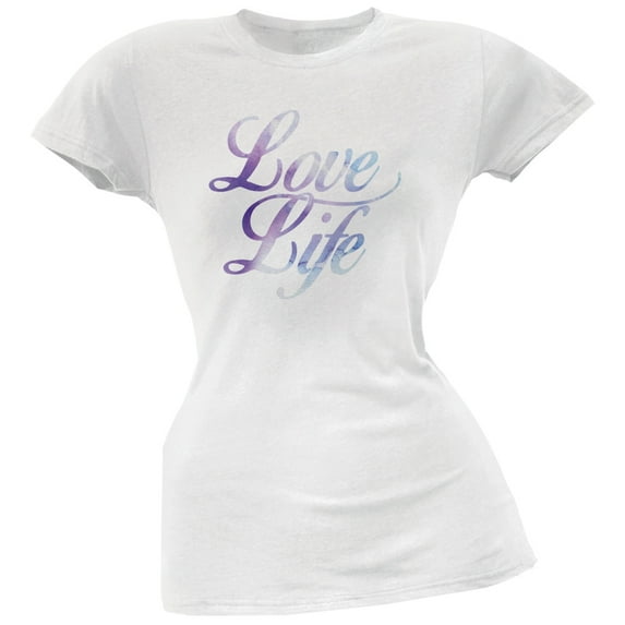 Love Life Watercolor White Soft Juniors T-Shirt - Small
