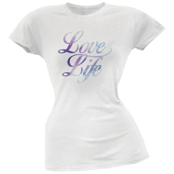 Love Life Watercolor White Soft Juniors T-Shirt - X-Large
