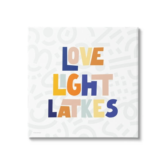 Love Light Latkes Casual Hanukkah Holiday Graphic Art Gallery Wrapped Canvas Print Wall Art