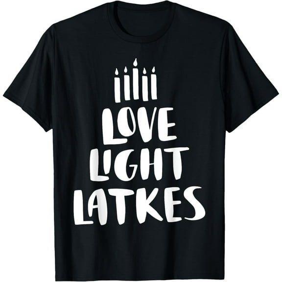 Love Light Latkes | Hanukkah T-ShirtMen and women, Black T-shirt, size: Extra large