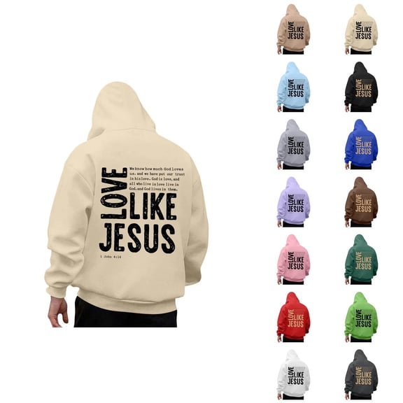 Love Like Jesus Christian Hoodies for Men 2025 Long Sleeve Hooded Sweatshirt with Pockets Pullover Hoody Mens Hoodies