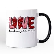 Love Like Jesus Coquette Bow Valentine Personalized Mug, Christian Hearts Gift with Custom Name