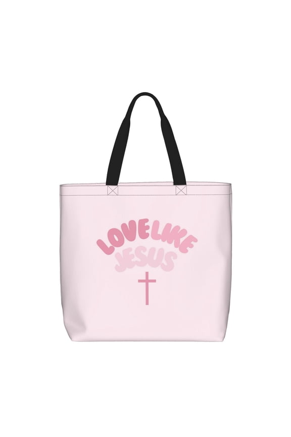 Love Like Jesus Custom Polyester Tote Bag Blank, Reusable Shopping Shoulder Bag