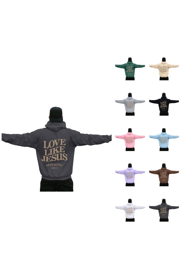 Love Like Jesus Hoodies for Men 2025 Long Sleeve Christian Graphic Hoodie Hooded Sweatshirt Pullover Tops
