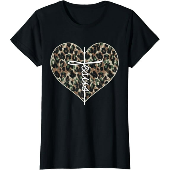 Love Like Jesus Leopard Cheetah Heart Print T-Shirt