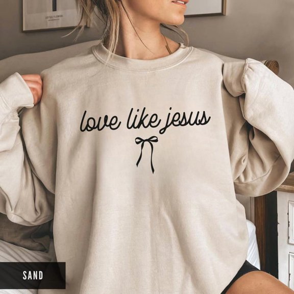 Love Like Jesus Sweatshirt for Women – Christian Faith Crewneck, Minimalist Religious Sweater, Church Outfit, Inspirational Gift