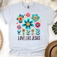 thumbnail image 1 of Love Like Jesus T-Shirt for Women, Christian Floral Graphic Tee, Ash, Size L, 1 of 6
