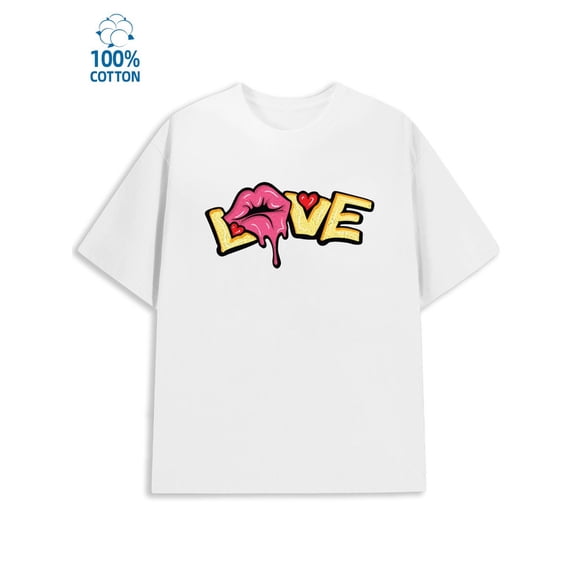 Love Lips Tee Men's lovers white perfect for summer outdoor activities and leisure wear interesting taylor Funny Unisex Shirt Graphic tshirts Basic Unisex Shirt Crewneck tshirts