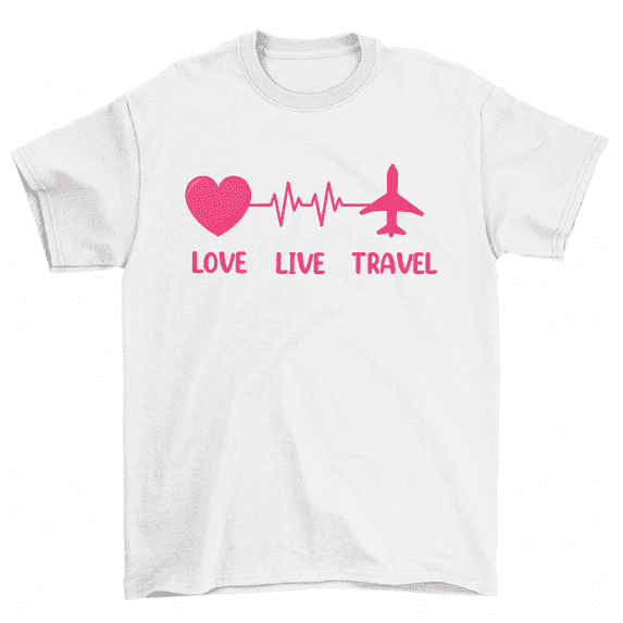 Love Live Travel EKG Heartbeat Traveller Gift T-Shirt Women Unisex
