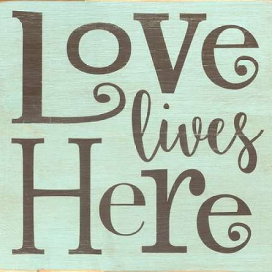 Love Lives Here - Blue Canvas Art - Alli Rogosich (24 x 24)