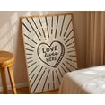 thumbnail image 1 of Love Lives Here Girly Typography Wedding Housewarming Retro Love Heart Art, Stretched Canvas 8x10in, 1 of 4