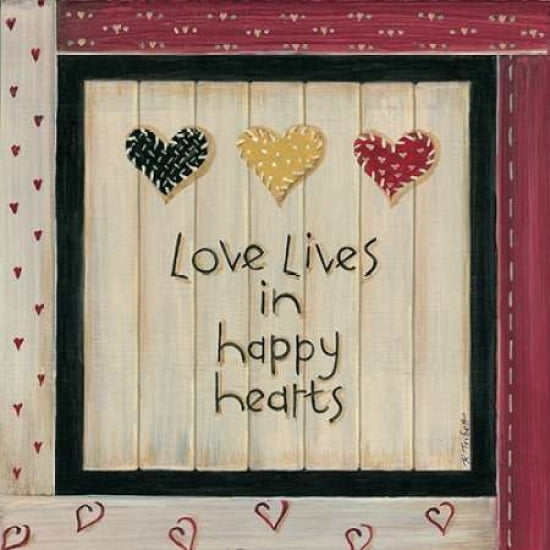Love Lives in Happy Hearts Canvas Art - Karen Tribbet (24 x 24)