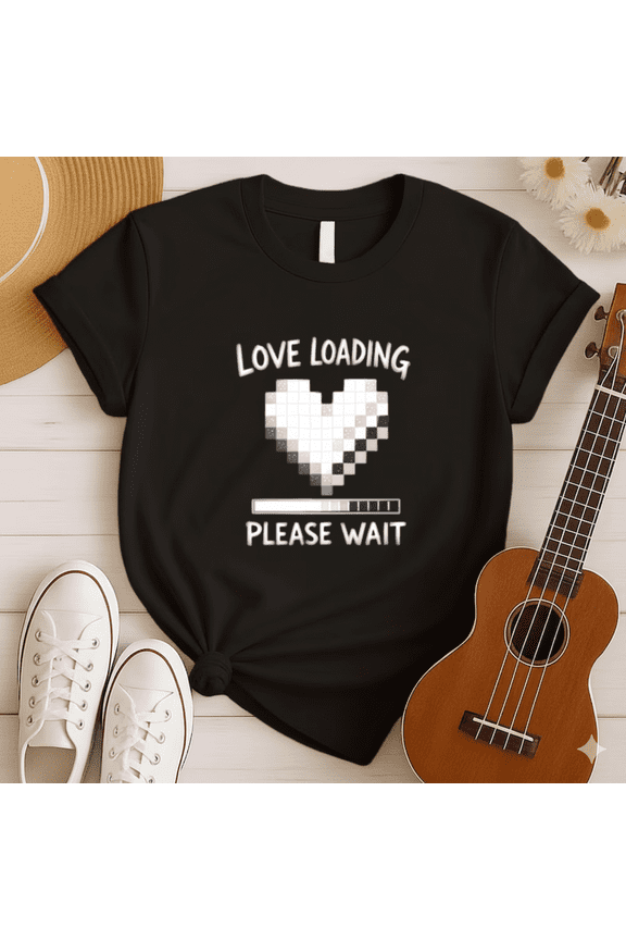 Love Loading Pixel Heart Retro Gaming T-Shirt, for men & women, S-5XL