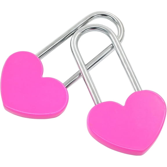 Love Lock Heart Padlock, 2 Pcs Rose Red Heart Shaped Lock 3.5" 50mm for Lovers Wedding,Valentines,Anniversary,Travel, Valentines Day, Bridge(NO Key)