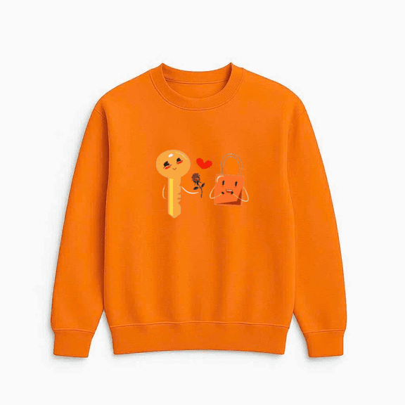 Love Lock Key Romantic Couple Inspired Artistic Graphic Sweatshirt, for men & women, up to size 5XL