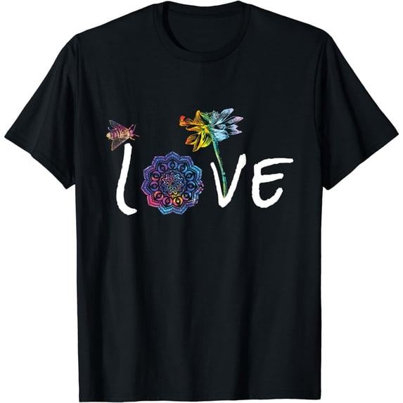 Love Lotus Flower Bee Peace Meditation Yoga Gift T-Shirt