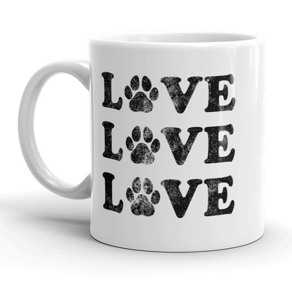 Love Love Love Paw Mug Funny Pet Dog Coffee Cup - 11oz