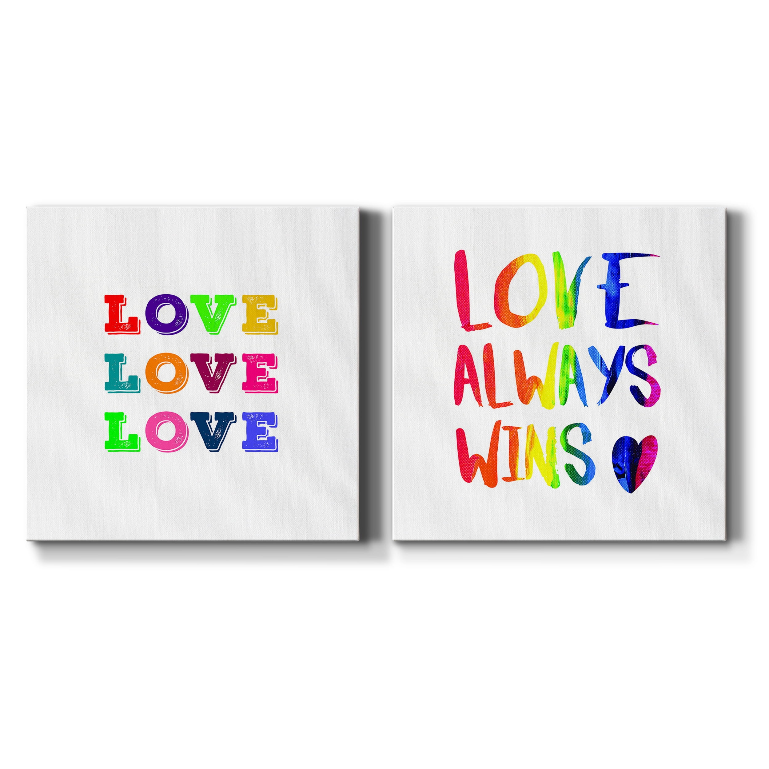 Love Love Love - Premium Gallery Wrapped Canvas - Ready to Hang Set of 2 - 16 x 16 Each