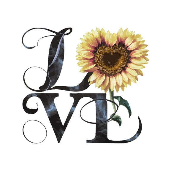 Love Love Sunflower Beautiful Inspiring Art Quotes Wall Art Sticker Designs Vinyl Stickers For Home House Walls Rooms Windows Bedroom Decoration Size (12x12 inch)