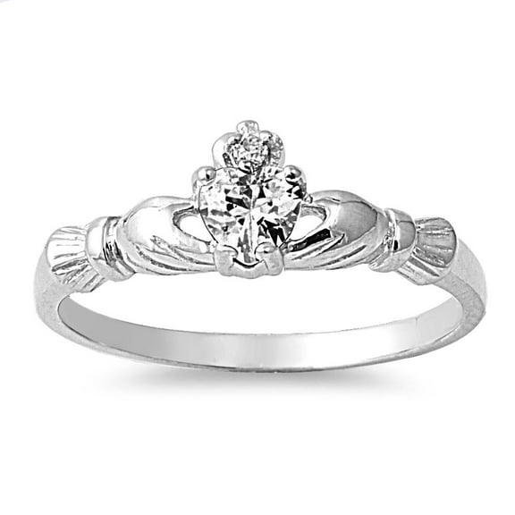 Love & Loyalty Claddagh Cubic Zirconia Petite Rings Sterling Silver 925