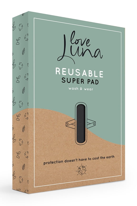 Women's Love Luna 5-Layer Reusable Snap-On Super Pad - Womens - Female (One Size, Black)