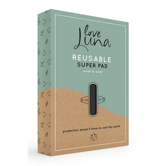 Love Luna Women's Love Luna 5-Layer Reusable Snap-On Super Pad - Womens - Female (One Size, Black)