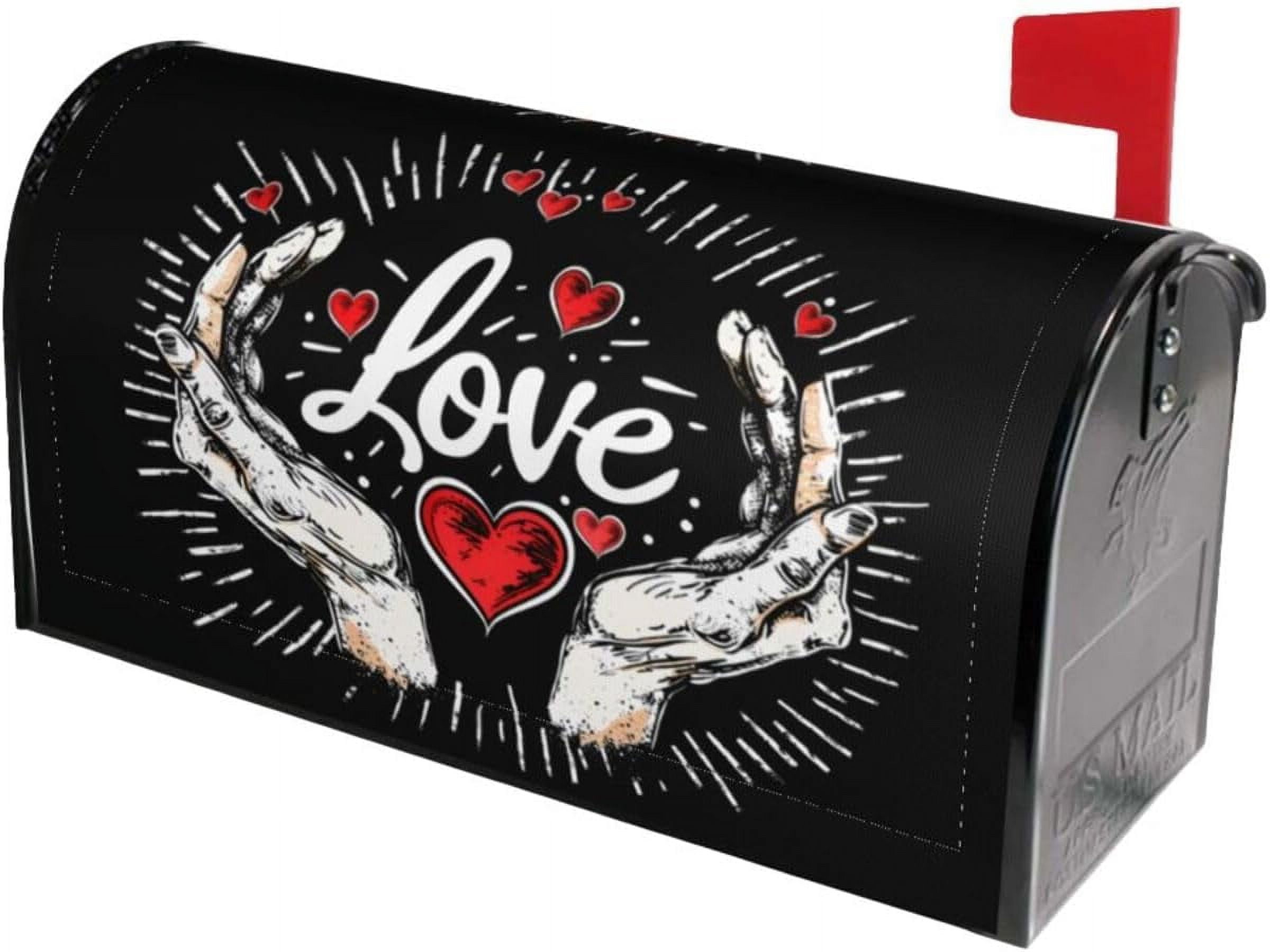 Love Mailbox Covers, Black Magnetic Post Box Cover Wraps Standard Size 21x18 in for Garden Yard Decor