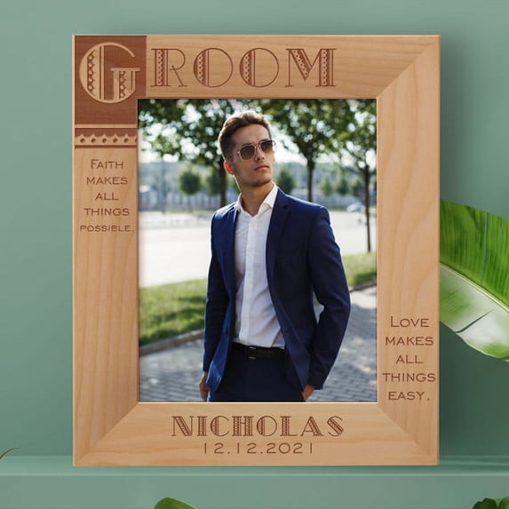Love Makes All Things Easy Personalized Wooden Frame 8" x 10" Brown (Vertical)