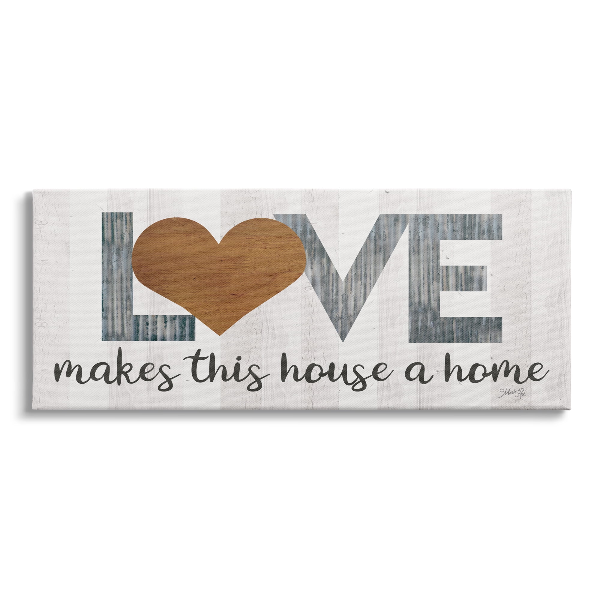 Love Makes House a Home Motivational Family Phrase 40 in x 17 in Drawing Canvas Art Print, by Stupell Home Décor