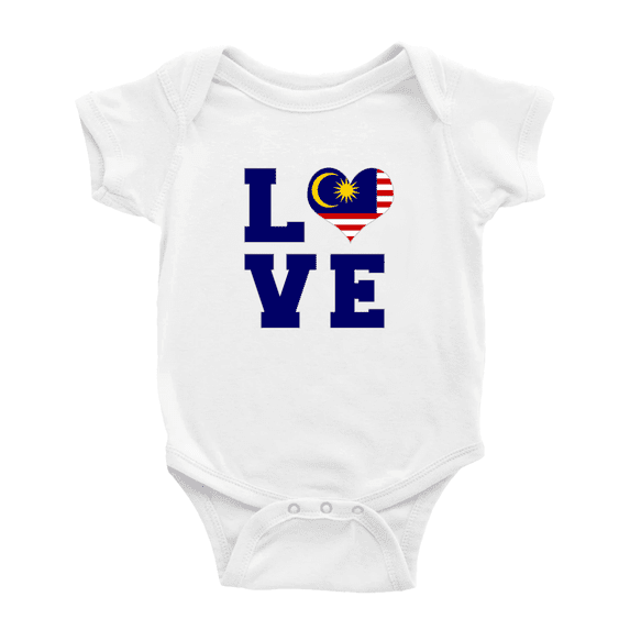Love Malaysia Flag Heart Cute Baby Romper (White, 18-24 Months)
