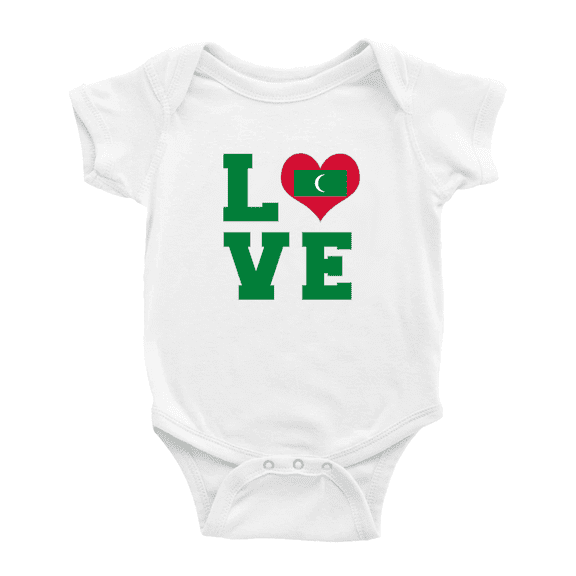 Love Maldives Flag Heart Cute Baby Rompers Baby Clothes (White, 0-3 Months)