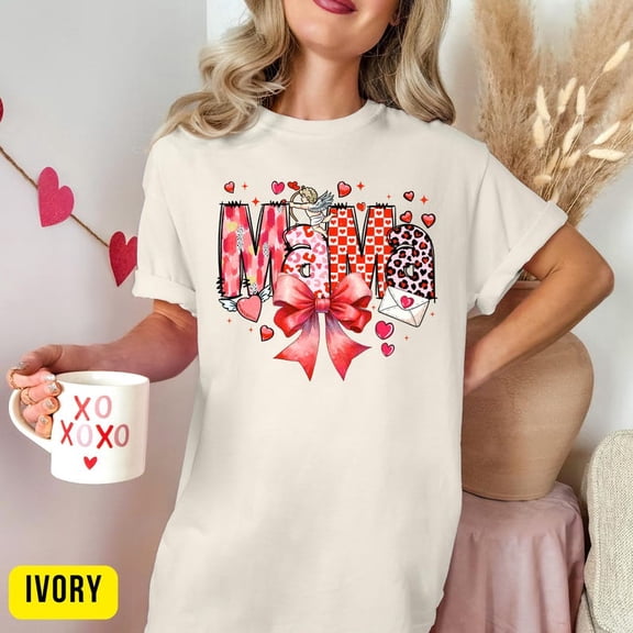 Love Mama Shirt, Hearts & Bows Design