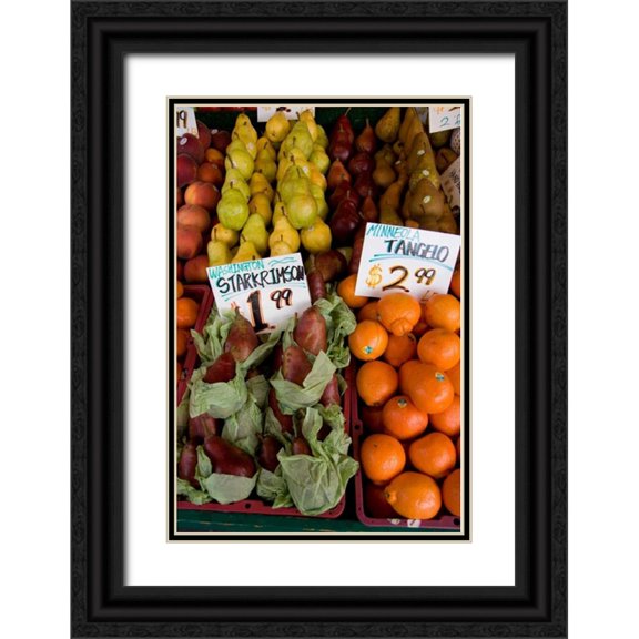 Love, Maureen 23x32 Black Ornate Wood Framed with Double Matting Museum Art Print Titled - Fruit Stand II