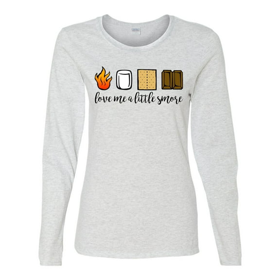 Love Me A Little Smore Valentine's Day Women's Long Sleeve Shirt-Ash-Large