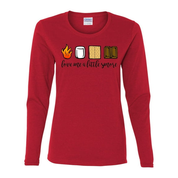 Love Me A Little Smore Valentine's Day Women's Long Sleeve Shirt-Red-Medium