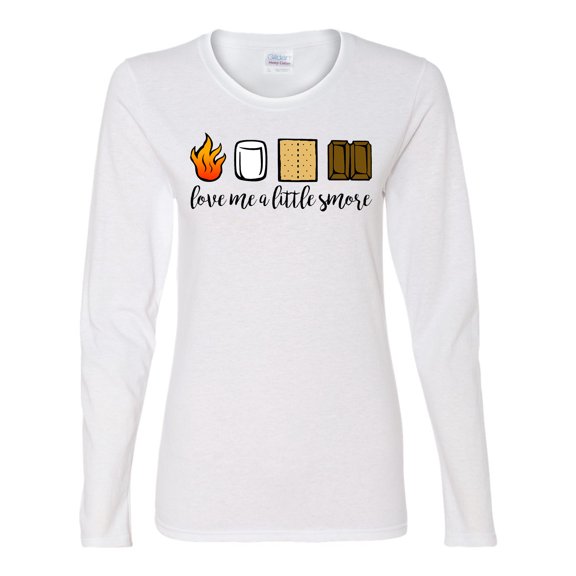 Love Me A Little Smore Valentine's Day Women's Long Sleeve Shirt-White-Medium