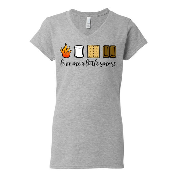 Love Me A Little Smore Valentine's Day Women's V-Neck Shirt-Sports Grey-Small