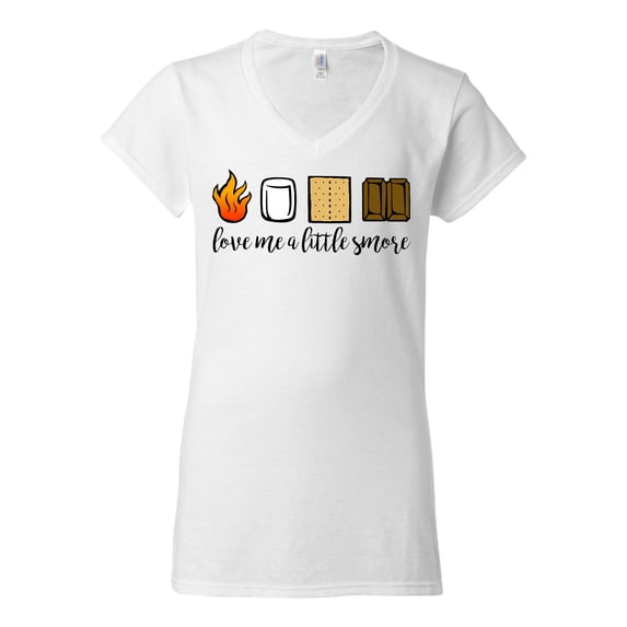 Love Me A Little Smore Valentine's Day Women's V-Neck Shirt-White-Large