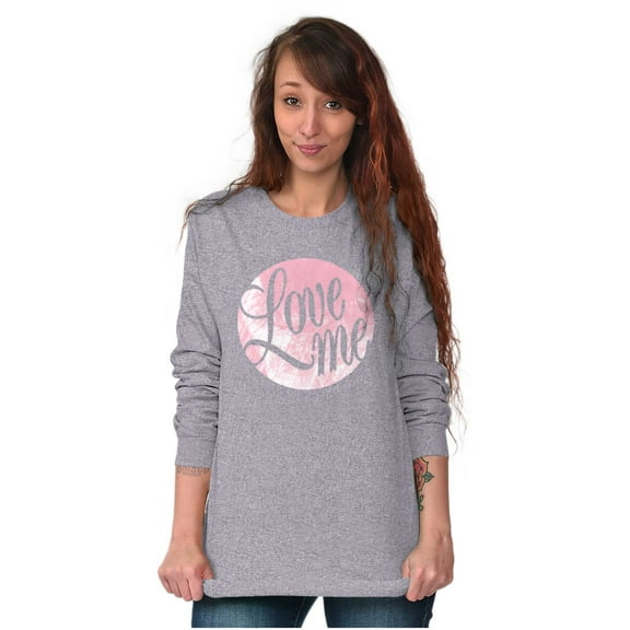 Love Me Cute Valentines Day Romantic Women Plus Size Long Sleeve Graphic Tee Brisco Brands 3X