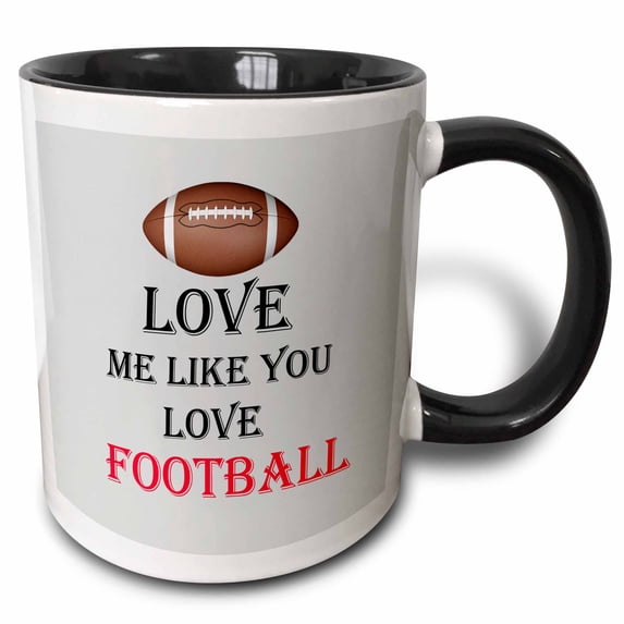 3drose, Love Me Like You Love Football. Popular Saying, 11oz Two-tone Black Mug