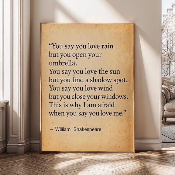 Love Me Quote Shakespeare Quote Vintage Literary Romantic Poetic Typography Classic Poster