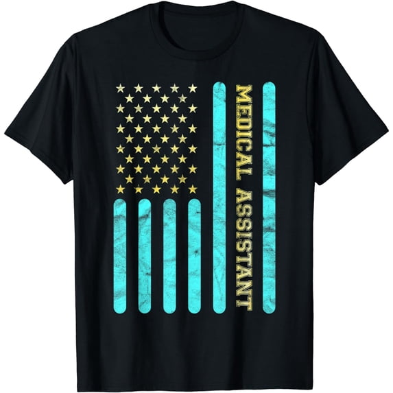Love Medical Assistant MA Nurse Clinical American Flag Funny T-Shirt